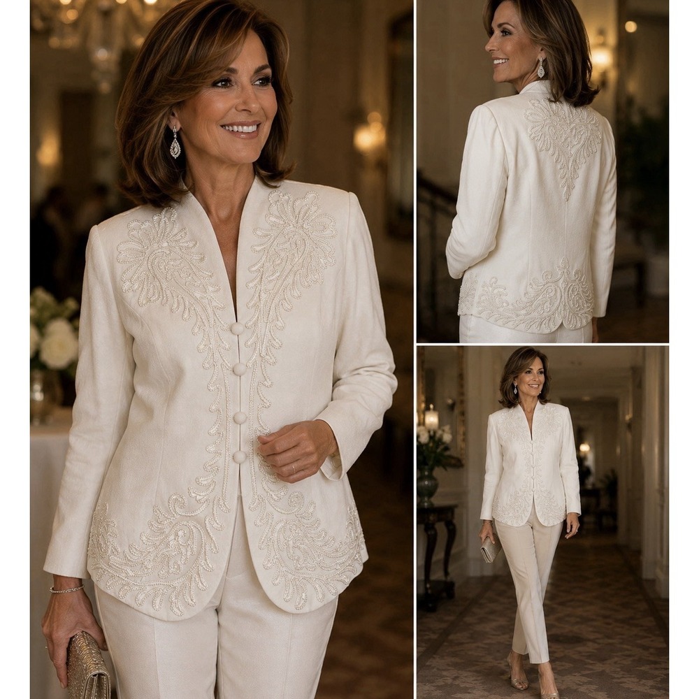 Vintage Marie St. Claire Size 12 Beaded Applique Blazer Jacket Bride Wedding